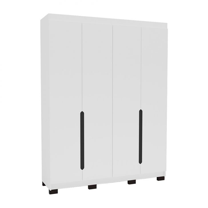 Guarda-roupa Solteiro Madrid 4 Portas 4 Gavetas Branco