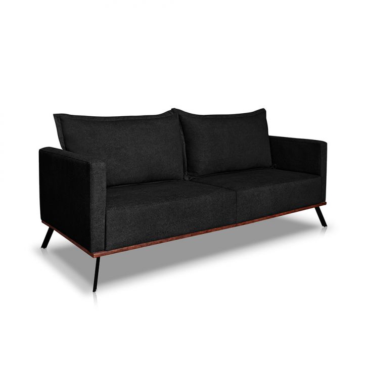 Image of Sofá 3 Lugares Zeus Linho Bouclê Preto 180 Cm PLA-MO895UP98XEZMOB