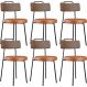 Kit 06 Cadeiras Decorativas Estofada Para Sala Jantar Barcelona L02 Couríssimo Marrom Camel - Lyam