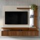 Painel Decorativo Otawa MDP/MDF Porta Ripada TV até 60 Polegadas Freijó/Off White G77 - Gran Belo