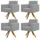 Kit 04 Poltronas Decorativa Base Giratória de Madeira Helô L02 Pied Poule - Lyam Decor