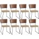 Kit 08 Cadeiras Decorativas Sala Jantar Allana L02 Couríssimo Marrom Linho Bege Escuro - Lyam Decor