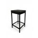 Banqueta Industrial Cozinha Bar Balcão Bistrô Quadro Estofado Preto Metalon Preto. 75cm