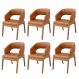 Kit 06 Cadeiras de Jantar e Estar Living Estofada Lince L02 Couríssimo Camel - Lyam Decor