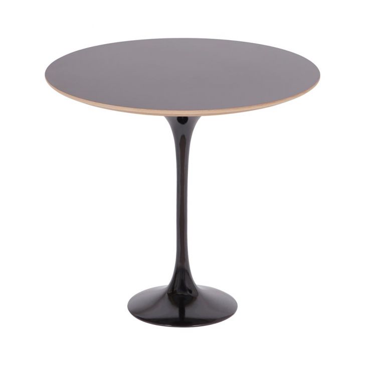 Mesa Saarinen Lateral Oval Fórmica Preta 57x38cm - Base Preta