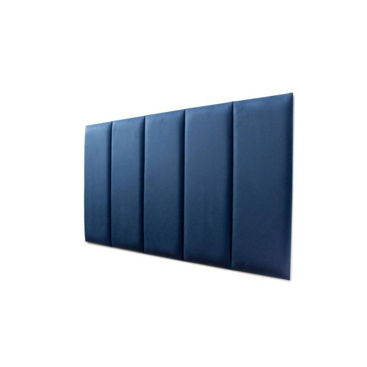 Placas Cabeceira Modulada Adesiva Solteiro Estofada 100cm x 60cm Kit 5 Placas - Suede Azul