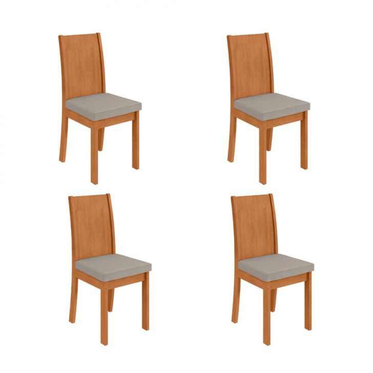 Conjunto com 6 Cadeiras Athenas Veludo Capuccino e Amêndoa