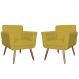 Kit 02 Poltronas Decorativas Isa em Tressê Suede Amarelo - DS Estofados