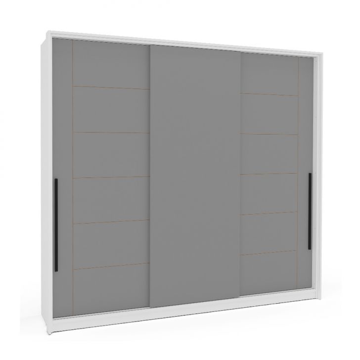 Guarda-roupa Casal Lisboa 3 Portas 4 Gavetas Branco E Cinza