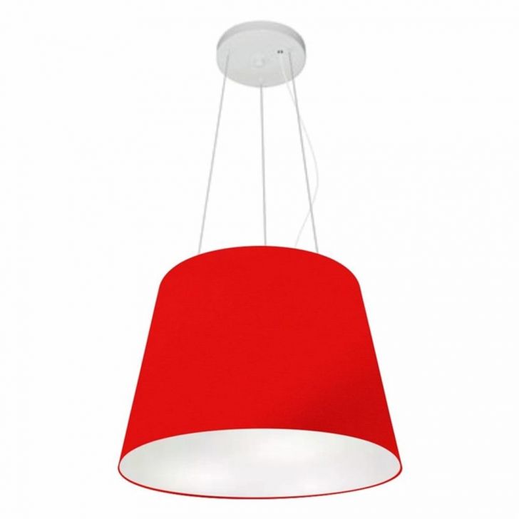 Pendente Cone Md-4152 Cúpula em Tecido 30/40x30cm Vermelho - Bivolt