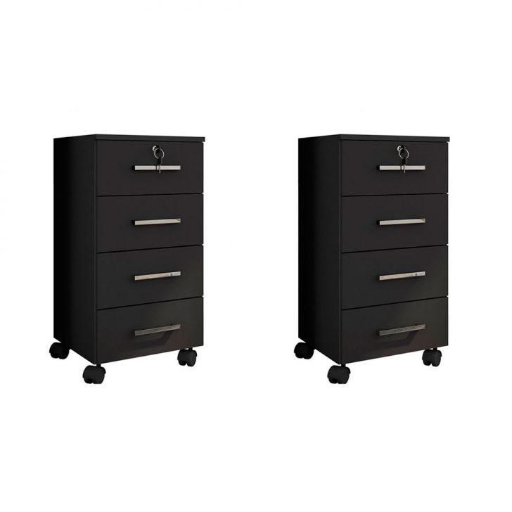 Conjunto com 2 Gaveteiros Gávea Flex 8 GV Preto e Amarelo