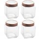 Kit 4 Pote de Vidro 1,2L Quadrado com Tampa Metal Mantimento
