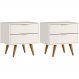 Kit 2 Mesas De Cabeceira 53 cm 2 Gavetas 14054 Off White Cristal Dmad