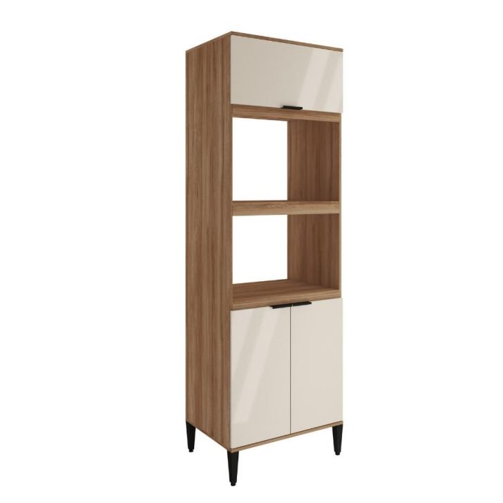 Torre Quente Miami para 1 Forno 1 Microondas 3 Portas Carraro Freijó com Off White