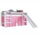 Cama Elevada Com Escorregador E Cortina BB1000 Branco/Rosa - Completa Móveis