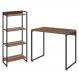 Kit Para Escritório Estante Areta 4 Prateleiras Mesa Industrial Aspen 90cm C01 Nogal - Lyam Decor