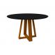 Mesa de Jantar Redonda com Tampo de Vidro Vitoria Preta e Ype 135 cm