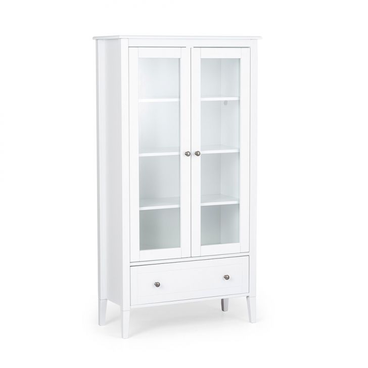 Cristaleira Vogue com Vidro 2 Portas 1 Gaveta Branca