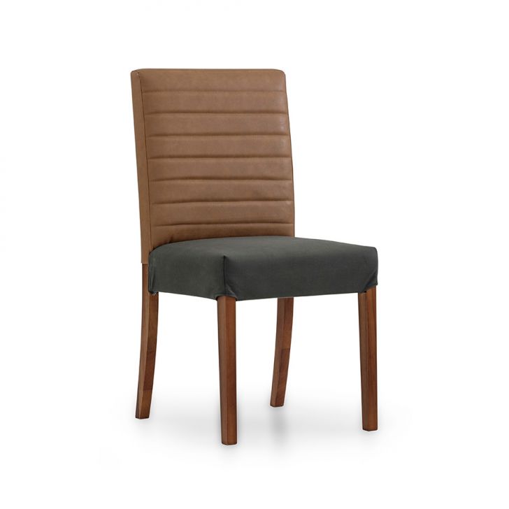 Cadeira Bailey Poliéster Chumbo Esverdeado e Caramelo