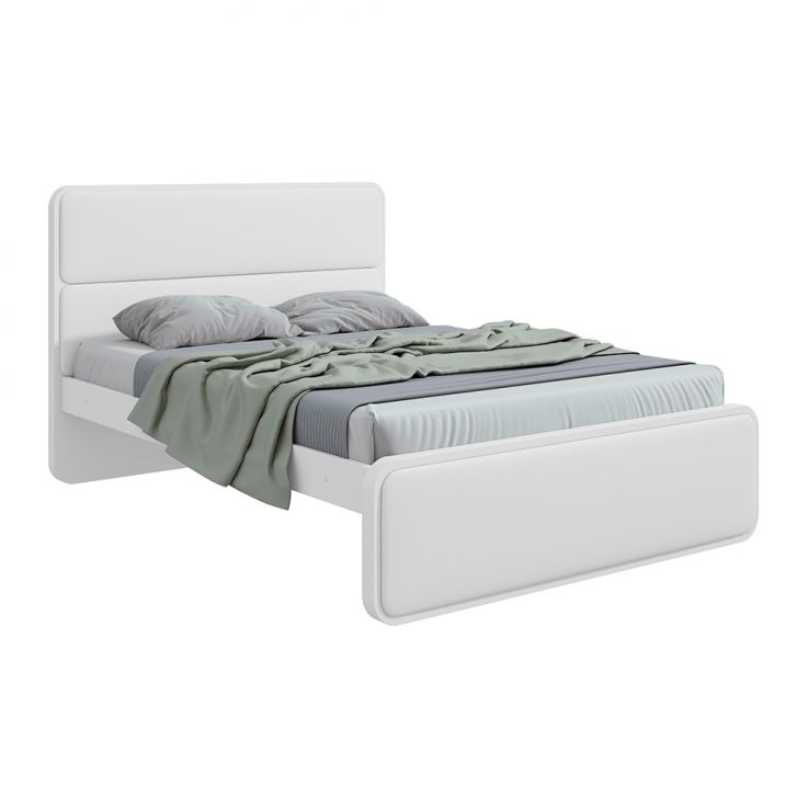 Cama Casal Loop Revestimento Sintético Branca