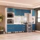 Image of Cozinha Completa com Tampo e Paneleiro Amara 10 Portas 4 Gavetas Azul e Branca MO895CL98PVXMOB