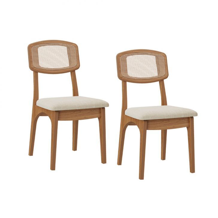 Conjunto com 2 Cadeiras Enna Tela Freijó e Tweed Claro