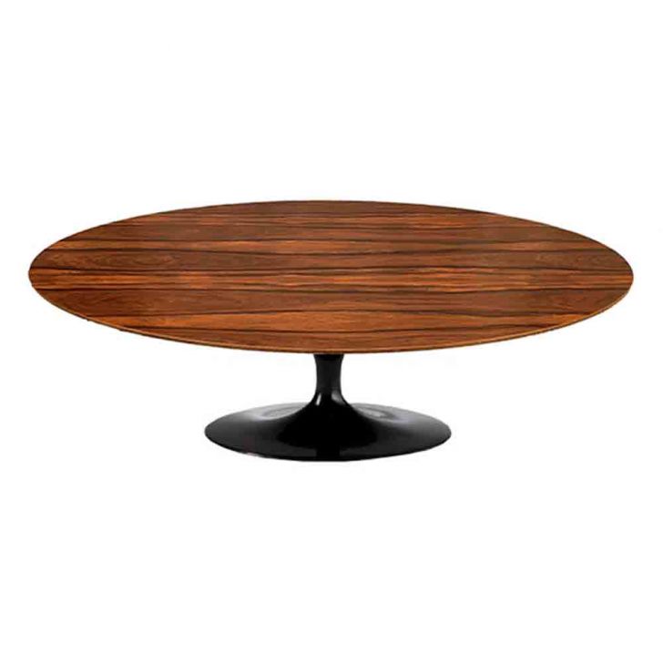 Mesa de Centro Saarinen 46cm Oval Pau Ferro 135x90cm - Base Preta