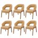 Kit 06 Cadeiras de Jantar e Estar Living Estofada Lince L02 Bouclê Mostarda - Lyam Decor
