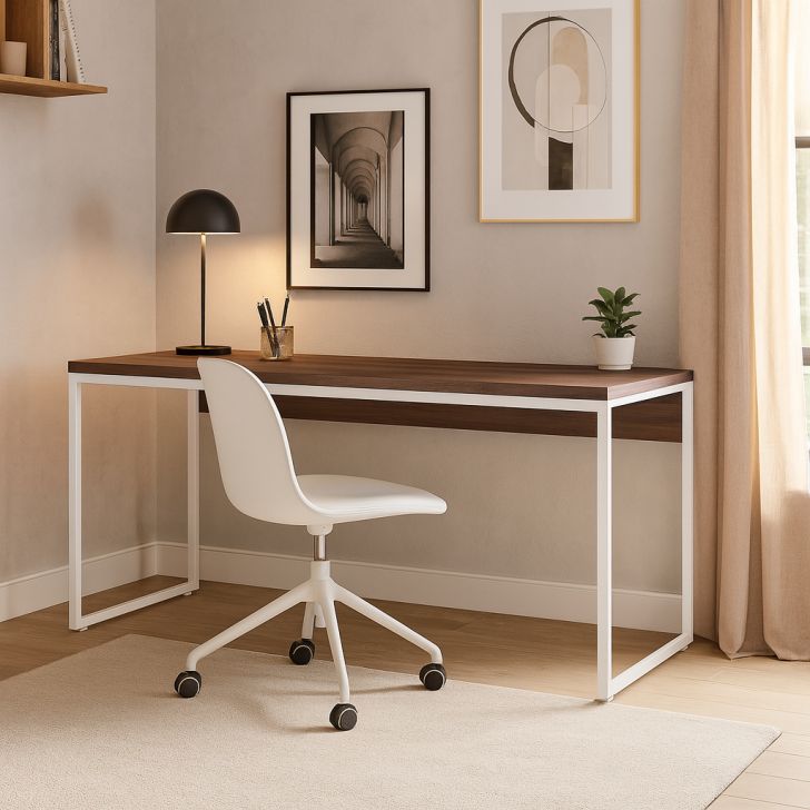 Escrivaninha Nanda Nogal e Branca 180 cm