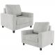 Kit 02 Poltronas Decorativas Para Sala De Estar E Recepção Malta L02 Linho Cinza - Lyam Decor