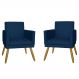 Combo 02 Poltrona Decorativa Pés Palito Nina Estilo Matelassê Azul Marinho - DS Estofados