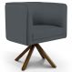 Poltrona Decorativa Base Giratória de Madeira Betina D02 Corano Cinza C-03 - Lyam Decor
