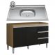 Balcão de Cozinha Com Pia Inox 100cm 3 Gavetas Andréia Amêndoa/Preto - AJL Móveis
