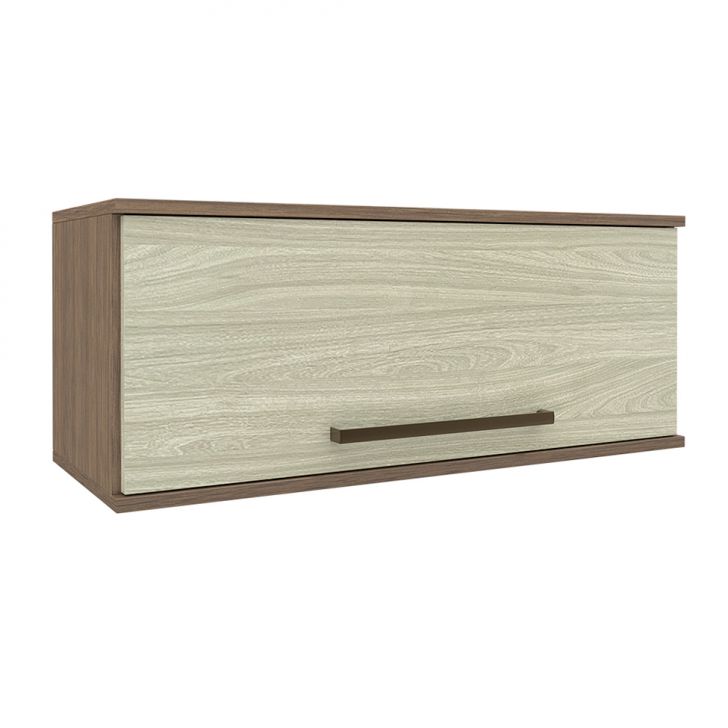 Armário Aéreo Evolution 1 Porta Tannat e Legno Crema 80 cm