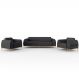 Kit Sofá 3 Lugares 210cm Com 2 Poltronas Molino Pés D'ouro D02 Linho Cinza Escuro C-416 - Lyam Decor