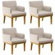 Kit 04 Poltronas Decorativas Para Sala de Estar Beatriz W01 Linho Cru - Lyam Decor