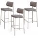 Kit 03 Banquetas Alta Bar Cozinha Sala De Jantar Aço Branco Kaira C01 Linho Cinza - Lyam Decor