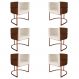Kit 6 Poltronas Decorativa Cristal Base Bronze Veludo Bege/Pu Caramelo - Montanaris Decor