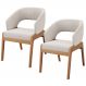 Kit 02 Cadeiras de Jantar e Estar Living Estofada Lince L02 Bouclê Cru - Lyam Decor
