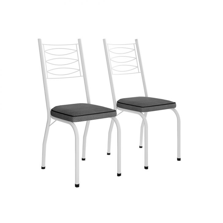 Conjunto com 2 Cadeiras Ludi Platina e Branco
