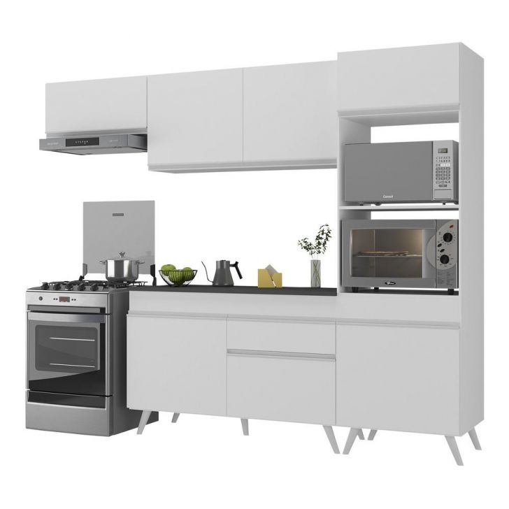 Armário de Cozinha Compacta 252cm Veneza Multimóveis V3690 Branco