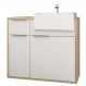 Balcão Gabinete Para Banheiro 80cm 01 Porta E 02 Gavetas Com Cuba Jazz B06 Faia Branco - Lyam Decor