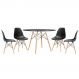 Mesa redonda Eames 120 cm + 4 cadeiras Eiffel DSW Mesa preto com cadeiras preto