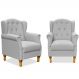 Kit 02 Poltronas Decorativas Para Sala de Estar Yara P02 Linho Cinza - Lyam Decor