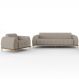 Kit Sofá 3 Lugares Sala Estar 210cm Com Poltrona Molino Pés D'ouro D02 Linho Bege C-107 - Lyam Decor