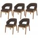 Kit 05 Cadeiras de Jantar e Estar Living Estofada Lince L02 Suede Marrom - Lyam Decor