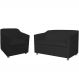 Combo 01 Namoradeira mais 01 Poltrona Decorativa Tilla Pés Cromados Suede Preto - DS Estofados