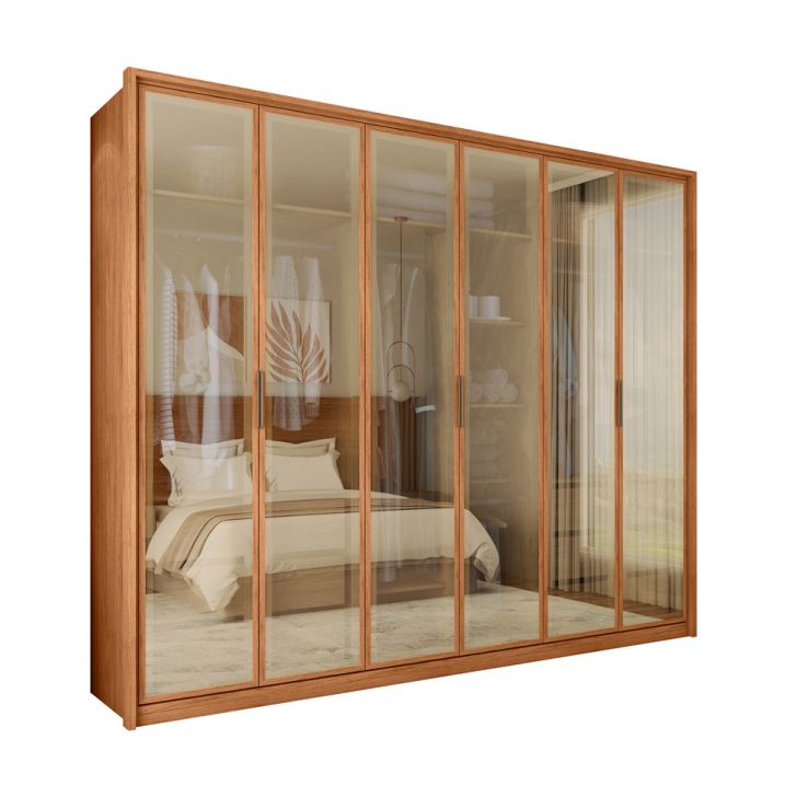 Image of Guarda-roupa Casal Com Reflecta Reflex 6 Portas 4 Gavetas Freijó PLA-MO895CL88OFNMOB