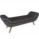 Puff Recamier Decorativo com Tachas 140 cm Santorini P05 Linho Cinza Escuro - Lyam Decor