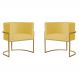 Kit 2 Poltronas Decorativa Sala de Estar Luana Base Gold Suede Amarelo - Montanaris Decor